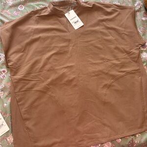 Mandarin Collar Brown Shirt